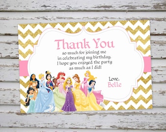 Disney Princess Thank You Card Princess Thank You Note