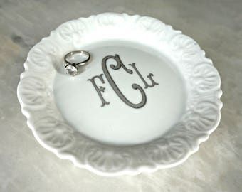 Monogram Ring Dish - Jewelry Dish - Ring Holder (Not Vinyl) - Perfect Bride & Bridesmaid Gift!