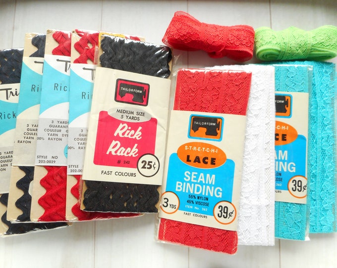 Vintage lace ribbons, vintage rick rack