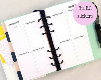 Personal Size Week on Two pages Printed planner inserts | WO2P | EC width boxes | weekly planner refill | for medium kikki k filofax etc