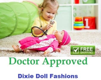 Dixie-crafted Fashions made to fit 18" and 14.5" Dolls including those from the American Girl Doll Clothes Company