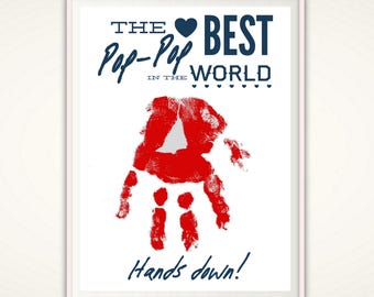Fathers Day Gift for Pop Pop - Gifts for Pop Pop, PopPop Gifts, Personalized Present, PRINTABLE From Grandkids, DIY Handprint Art, DIGITAL