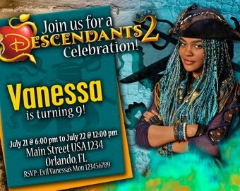 Birthday Invitation Disney Descendants 2 UMA - We deliver your order in record time!, less than 4 hour! Best Value. Descendants 2 Party