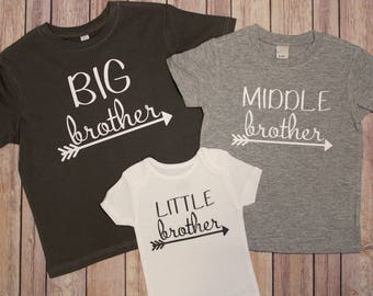 Funny set of 3 brother shirts Oldest Brother Middle Brother