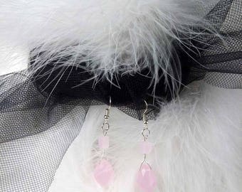 Rose quartz earrings, rose quartz briolette earrings, wire wrapped briolette gemstone earrings, pink earrings, bridal wedding accessory