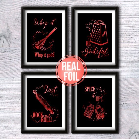 Funny kitchen poster Set of 4 Cooking quote print Dining room