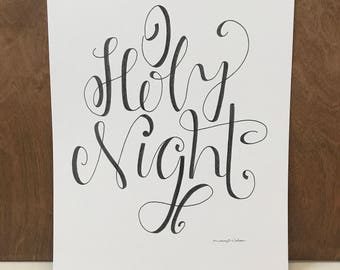 Oh Holy Night Lyrics Floral Digital Printable Christmas