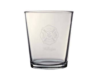 Personalized Firefighter Maltese Cross - 13 oz Glass - Personalized Maltese Cross - FREE shipping in Cont US