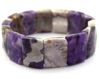 20mm natural amethyst stretch bracelet 8" 36861