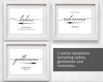 Bathroom Signs Templates wedding restroom | etsy Bathroom Signs Templates wedding restroom | etsy