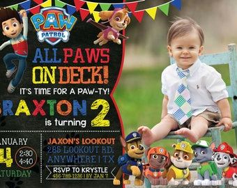 PAW PATROL Birthday Invitation with Photo! Digital File, Print at Home.