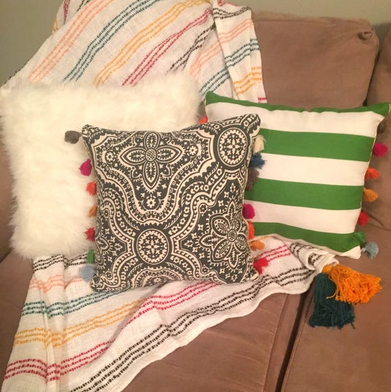Boho Tassel Throw Pillow