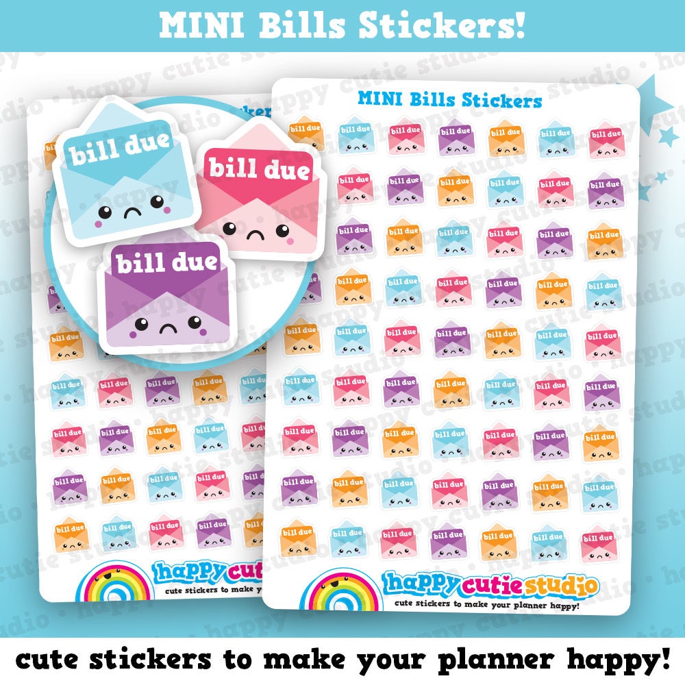 63 Cute MINI Bill Due/Pay Bill/ Bills Reminder Planner