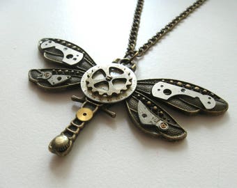 Steampunk dragonfly Gothic dragonfly Steampunk jewelry Dragonfly necklace Post apocalyptic