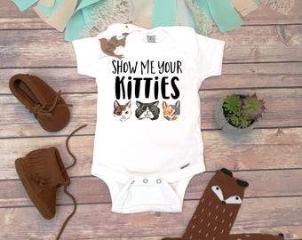 Funny Baby Shower Gift, Show Me Your Kitties Onesie®, Hipster Baby, Funny Onesies,Unisex Baby Clothes, Cat Onesie, Baby Boy Clothes, Boob