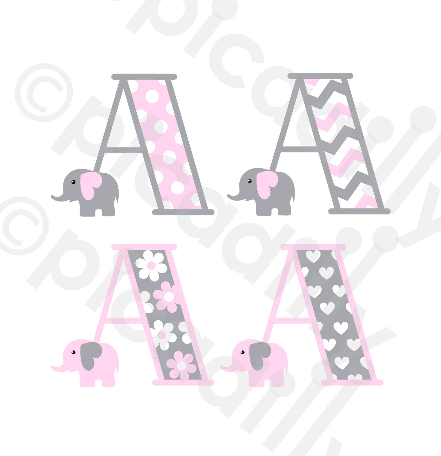 Download Baby Girl Elephant SVG PNG Elephant Monogram A Svg Cut File