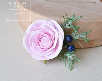 Pink rose hair clip Flower Girl hair accessories Gift for women bridesmaid gift Rustic Wedding hair barrette gift for bride Flower for hair