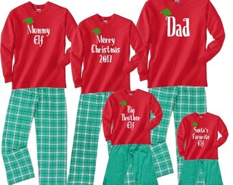 Personalized Custom Text Family Matching Christmas Pajamas - Fun Holiday PJ Outfits - Christmas Morning, Christmas Eve Pictures, (754)
