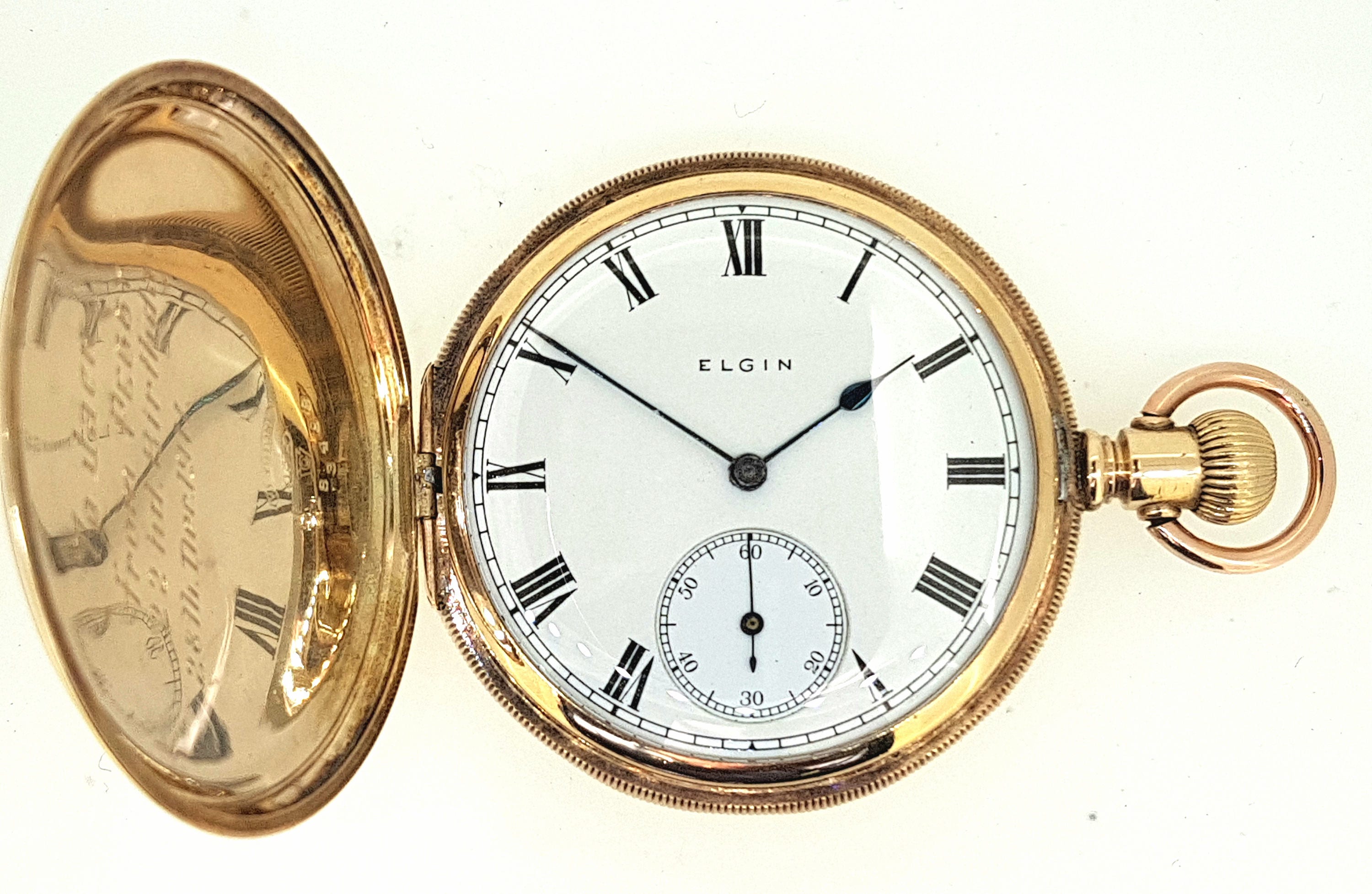 Elgin pocket watch c.1910 with 10k gold case. Fully restored