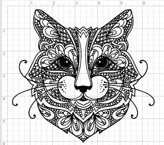 Mandala Cat Design SVG PDF EPS Dxf & Studio 3 Cut Files