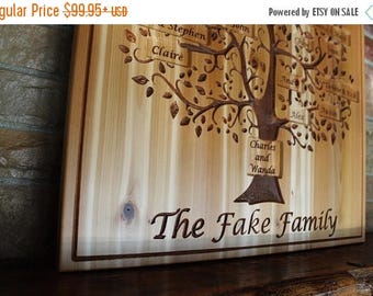 custom family tree wall art, grandparent gift, personalized family name sign, Mother's day gift, hand carved wood wall art, anniversary gif