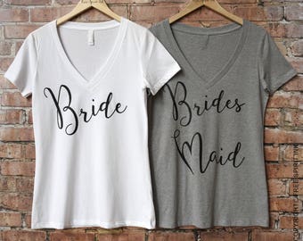 Bride Shirt. Brides Maid Shirts. Bridal Party Shirt. Wedding Party Shirts. Maid Of Honor Shirt. Bridal Shower Gift. Wifey Shirt. Bride Tee