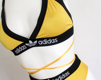 High waisted reworked adidas bikini set with cute waist strings in various colours unique and on trend