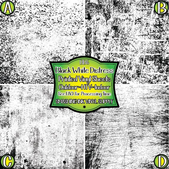 Black White Distressed Vinyl/Printed Heat Transfer