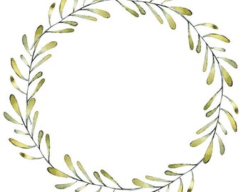 Greenery Clipart Leafy Wreath Green Purple Watercolor Wreath