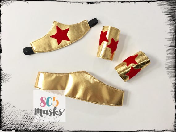Wonder Woman Costume Super Hero Headband Belt and Arm Bands