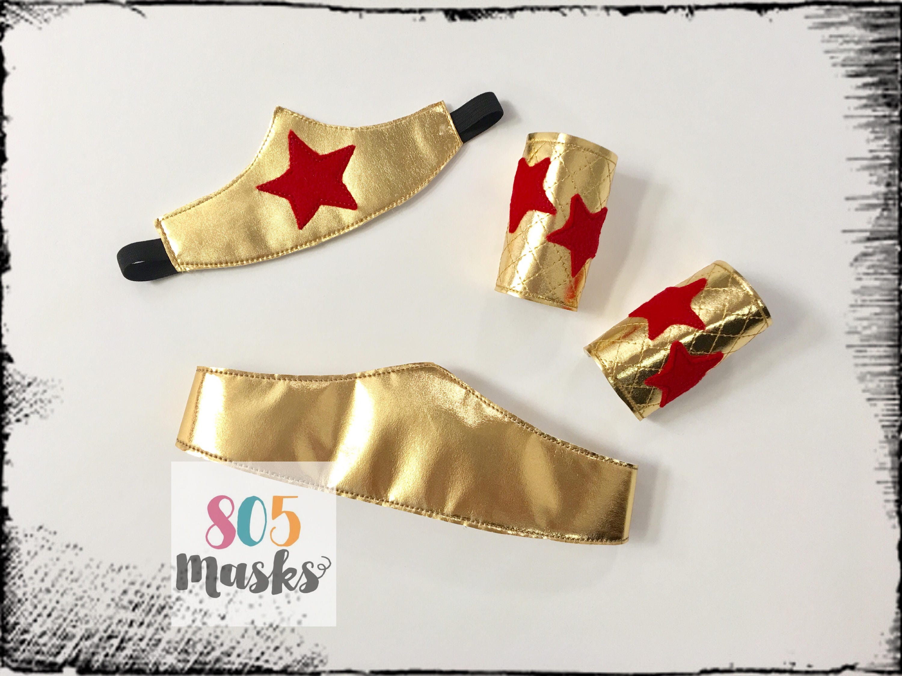 Wonder Woman Costume Super Hero Headband Belt and Arm Bands