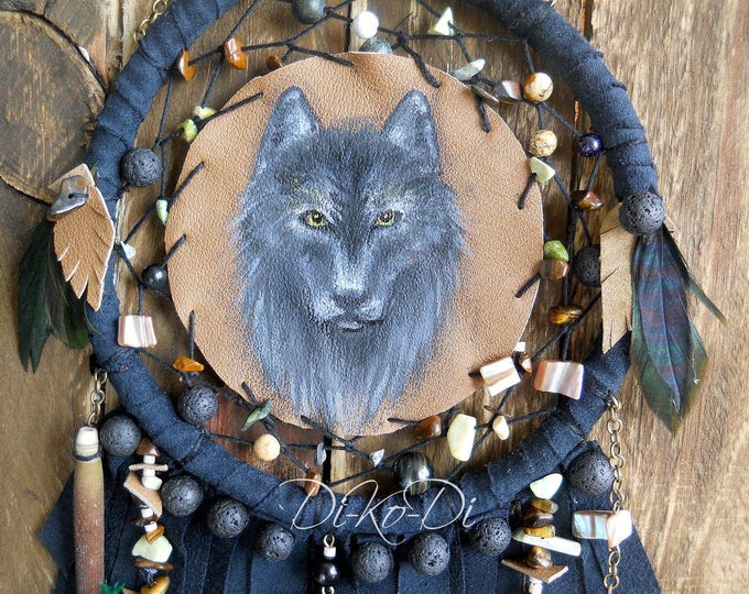 Free shipping Extra dream catcher wolf large dreamcatcher multicolor gift dream catcher shirt dreamcatcher large dream catcher wall hanging