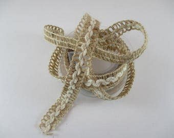 Lace Ribbon, natural linen, fancy, Openwork, 15 mm wide.