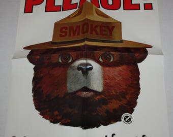 Smokey Bear PLEASE! Only You Can Prevent Forest Fires Promotional Folded Poster 1964