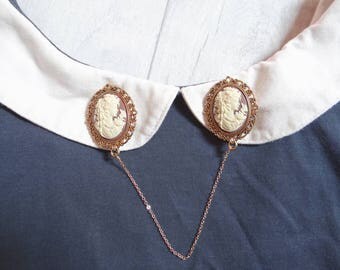 Gold Cameo Collar Clips, Jane Austen Pride and Prejudice, Literary Gifts, Book Inspired, Sweater Clips, collar tips, Bookish gifts for her