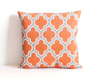 Orange Throw Pillow, Orange Pillow Cover, Pattern Pillow Covers, Accent Throw Pillow, Decorative Pillow Cover, Cushion Cover