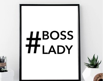 Hashtag Boss Lady Print // Minimalist // Art // Typography // Fashion // Scandinavian Poster // Boho // Modern Office