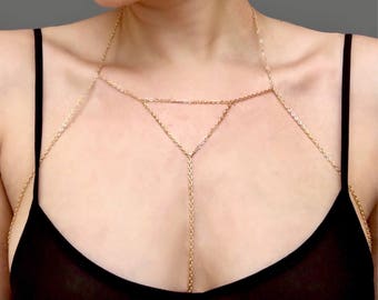 Body harness chain, gold body chain,gold body harness,beach jewellery,evening jewellery,cocktail dress body chain, silver chain,bridesmaids