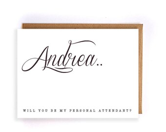 Will you be my personal attendant ask card gift, custom wedding greeting, wedding party, gift thank you, proposal, bridal party GC265