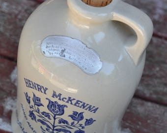 Kentucky Whiskey Jug Vintage, Henry McKenna, Hand Made, Farmhouse, Rustic, Cottage, Cabin, Decor