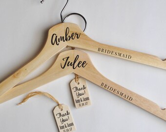 Custom Personalized Bridesmaid Hanger, Bridal Dress Hanger, Engraved Solid Hardwood Hanger, Bridesmaid Hanger,