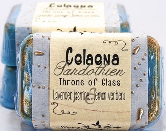Celaena Sardothien Throne of Glass by Sarah J. Maas Glycerin Soap Bar - Handmade Custom Book Character Scent - Ashryver Eyes, Blue, Gold