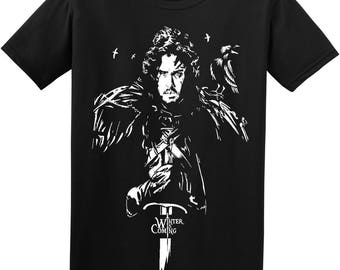 Game of Thrones John Snow Winter is Coming Adult Handmade Vinyl T shirt HBO Clothing