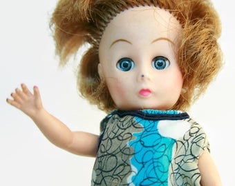 Vintage Red Haired Dress-Me Doll | 8 inch Doll | Gifts for Doll Lovers | 1960s Retro Fashion Dolls