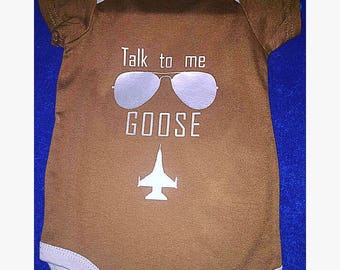 Talk to me Goose, Top Gun Onesie, Personalized Onesie