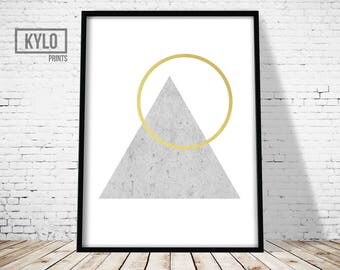 Geometry Print, Printable Art, Concrete Faux Gold Foil Print, Minimalist Art, Abstract Art Print, Scandinavian Art, Living Room Home Decor,