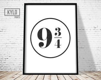 Harry Potter Print, Platform 9 3/4 logo, Digital Print, Wall Art, King's Cross Station, Harry Potter Art, Harry Potter Fan, Harry Potter