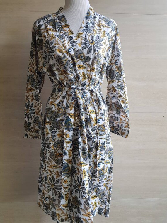 Cotton Robe Kimono Wedding Bridesmaid Robes Indian block