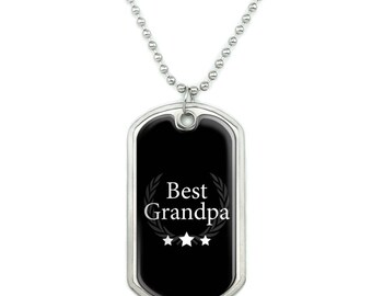 Best Grandpa Award Military Dog Tag Pendant Necklace with Chain