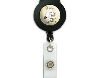 I Love My Poodle Lanyard Retractable Reel Badge ID Card Holder